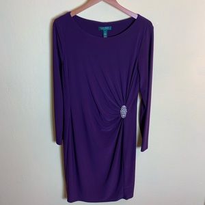 Lauren Ralph Lauren Purple Long Sleeve Dress 16